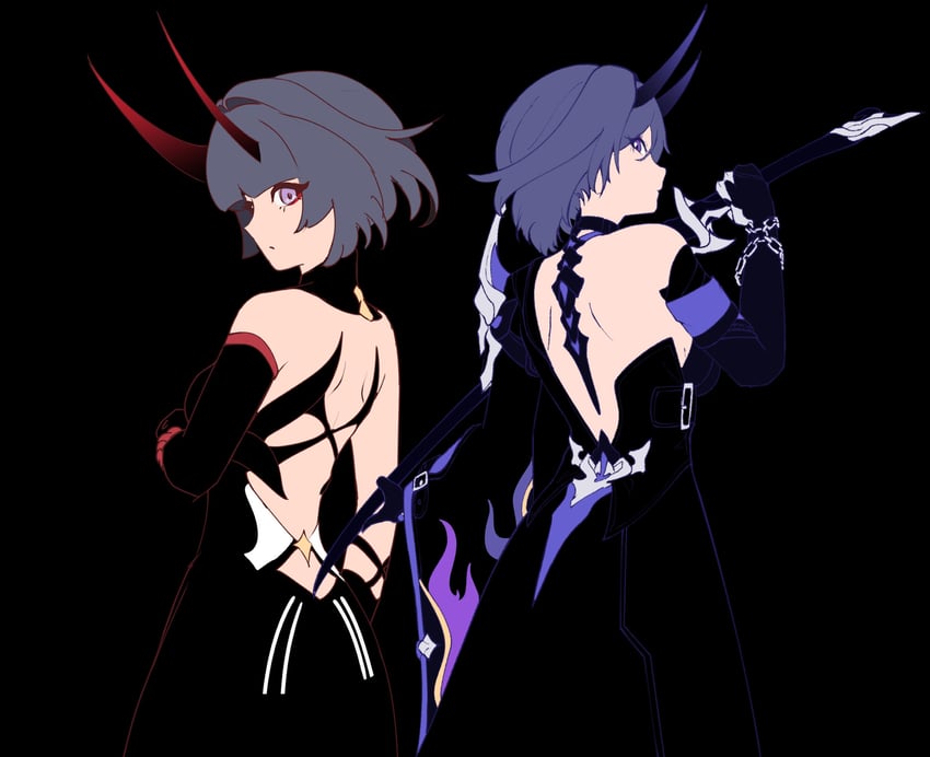 acheron, raiden mei, and sawashiro miyuki (honkai and 2 more) drawn by cinnie_kinnie