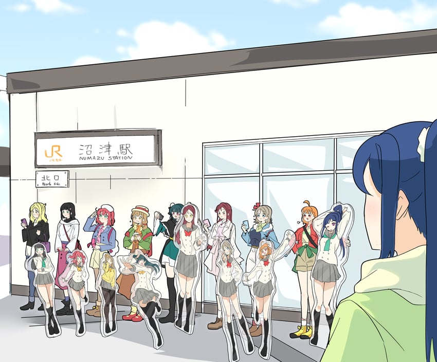 watanabe you, tsushima yoshiko, sakurauchi riko, takami chika, matsuura kanan, and 4 more (love live! and 2 more) drawn by akira_hjk