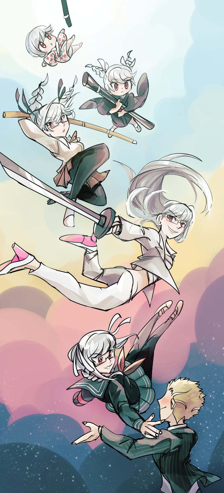 pekoyama peko and kuzuryu fuyuhiko (danganronpa and 2 more) drawn by suraelis