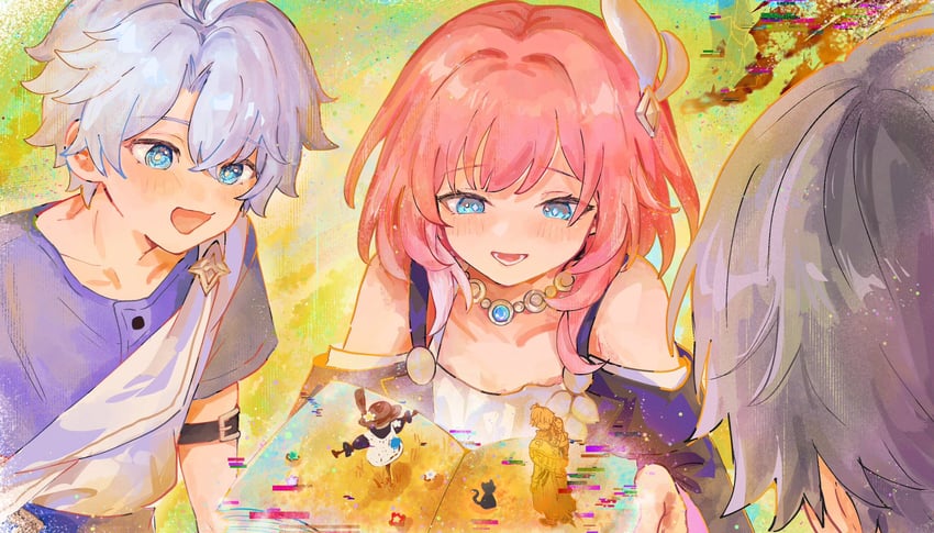 trailblazer, caelus, phainon, and cyrene (honkai and 1 more) drawn by maiikun