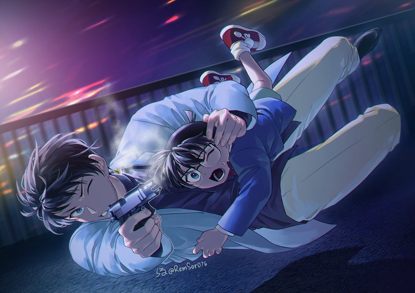 edogawa conan and scotch (meitantei conan) drawn by remsor076