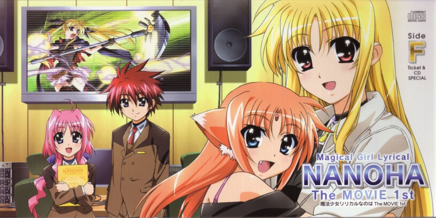 fate testarossa, bardiche, caro ru lushe, erio mondial, and arf (lyrical nanoha and 3 more) drawn by okuda_yasuhiro