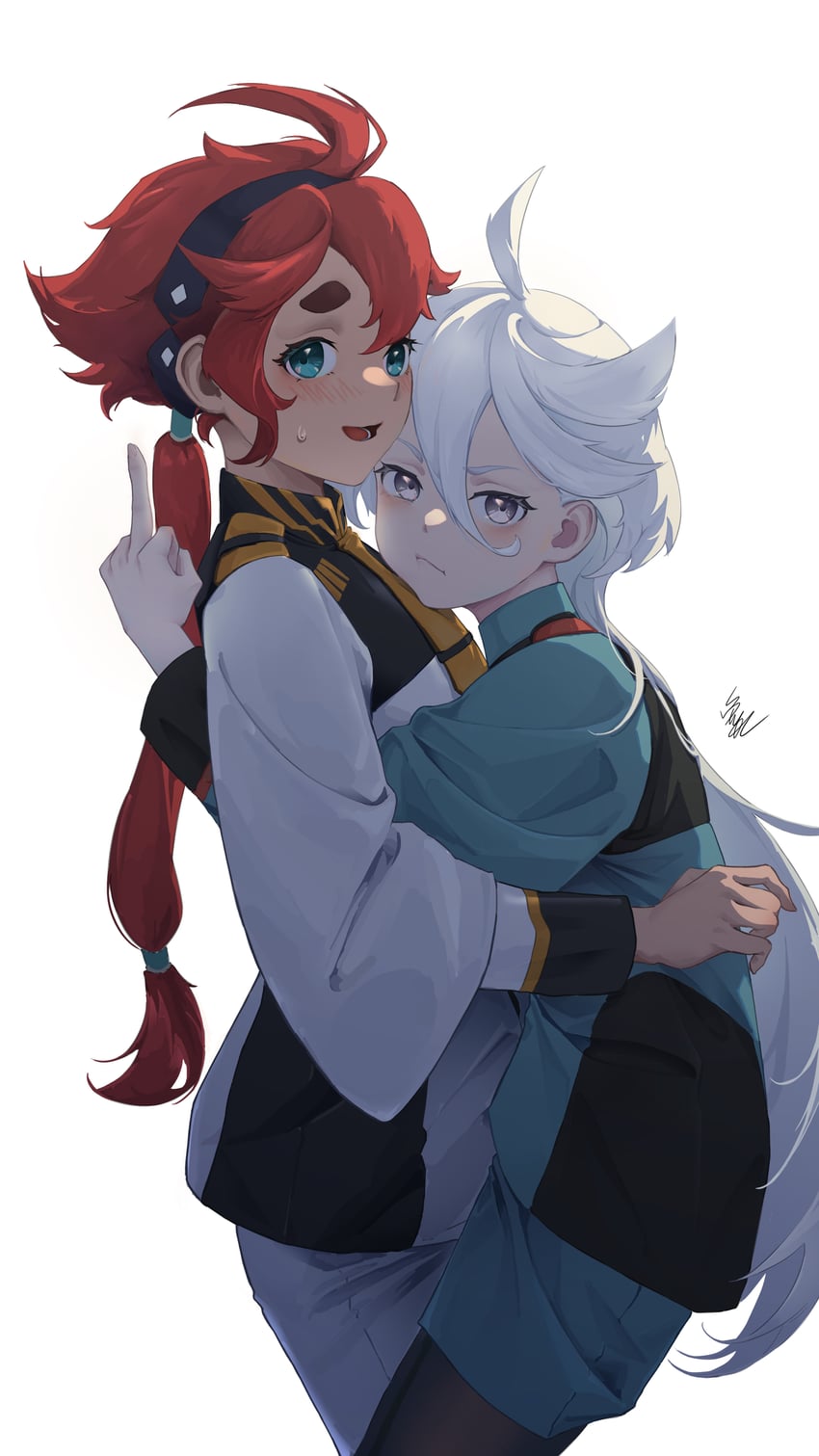 suletta mercury and miorine rembran (gundam and 1 more) drawn by mian_li