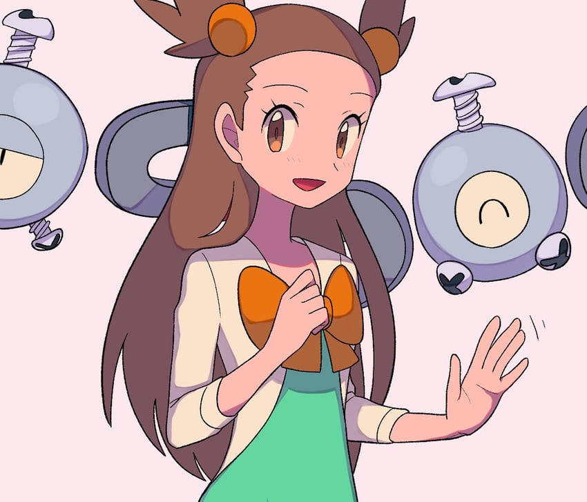 magnemite and jasmine (pokemon and 1 more) drawn by tyako_089