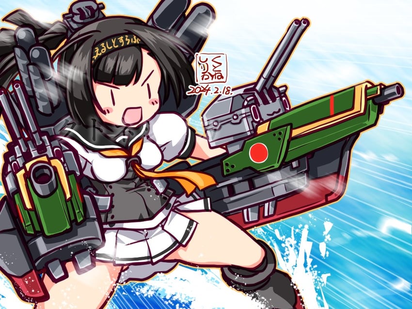 akizuki and chou-10cm-hou-chan (kantai collection) drawn by kutone_shirika