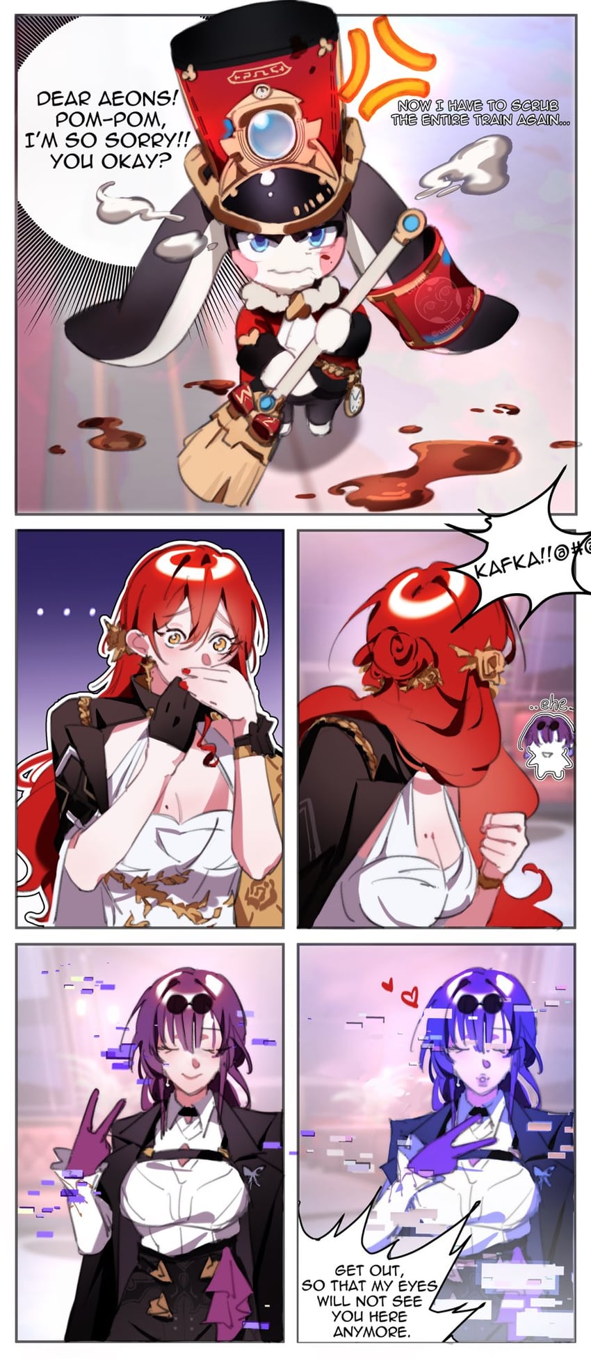 kafka, himeko, and pom-pom (honkai and 1 more) drawn by uchiha_i_arts