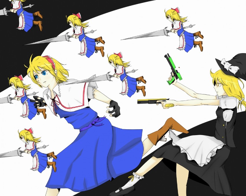 kirisame marisa and alice margatroid (touhou) drawn by raien_(pixiv274885)