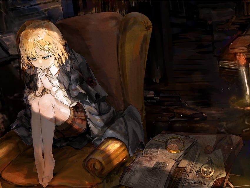 watson amelia (hololive and 1 more) drawn by funi_mu9