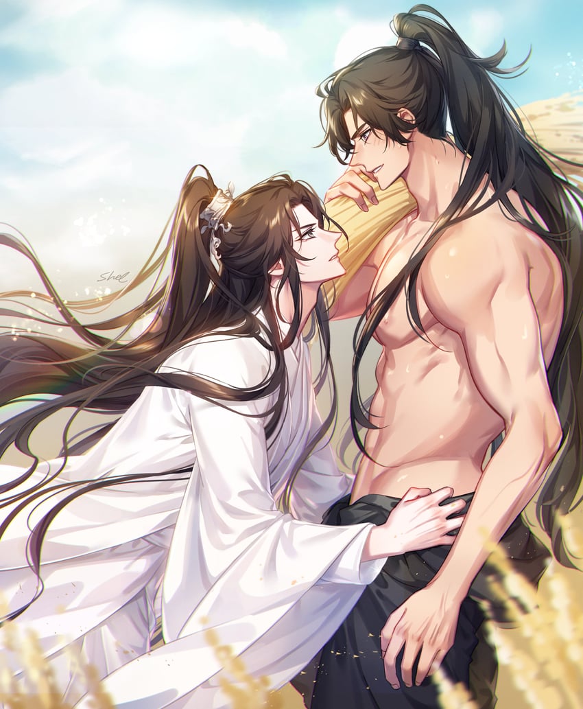 chu wanning and mo ran (erha he ta de bai mao shizun) drawn by zehel_az