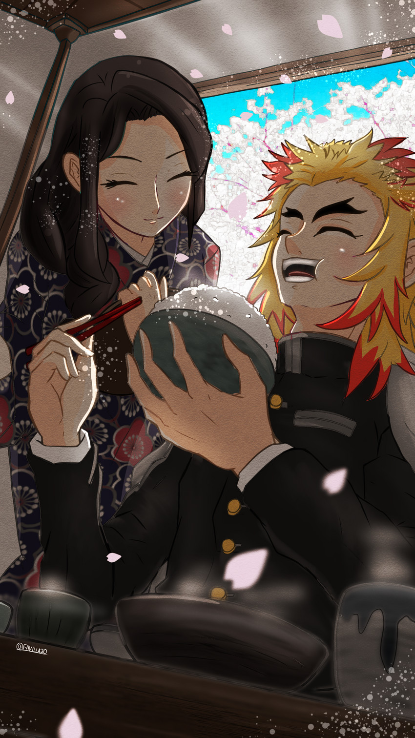 rengoku kyoujurou and rengoku ruka (kimetsu no yaiba) drawn by rosario-10cap26