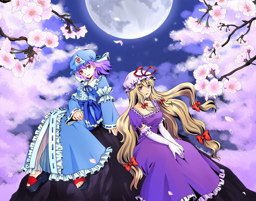 yakumo yukari and saigyouji yuyuko (touhou) drawn by chaa_(ritoporu)