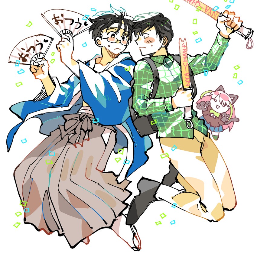matsuno choromatsu, shimura shinpachi, and hashimoto nyaa (gintama and 2 more) drawn by dandalian