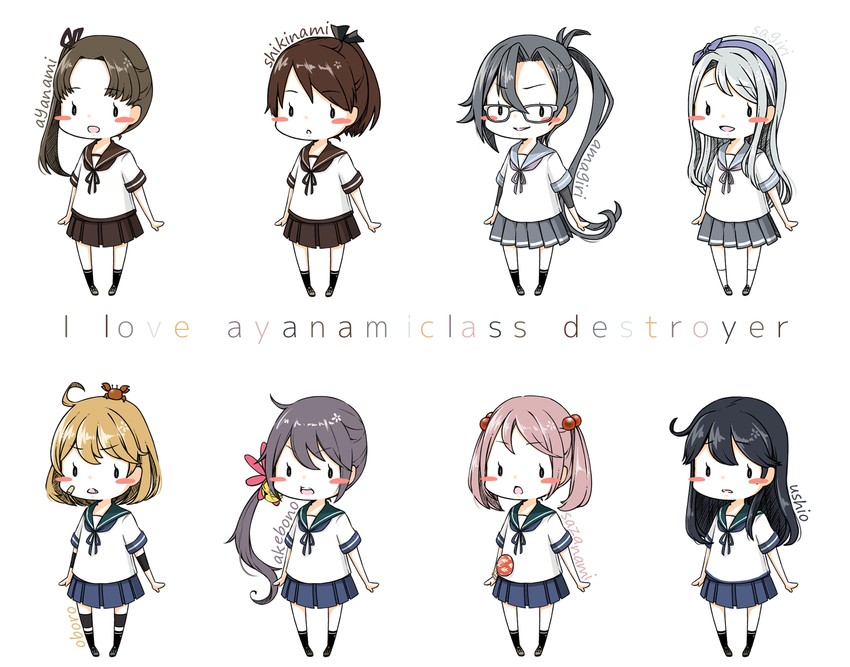 ushio, akebono, sazanami, oboro, shikinami, and 3 more (kantai collection) drawn by tamaki.