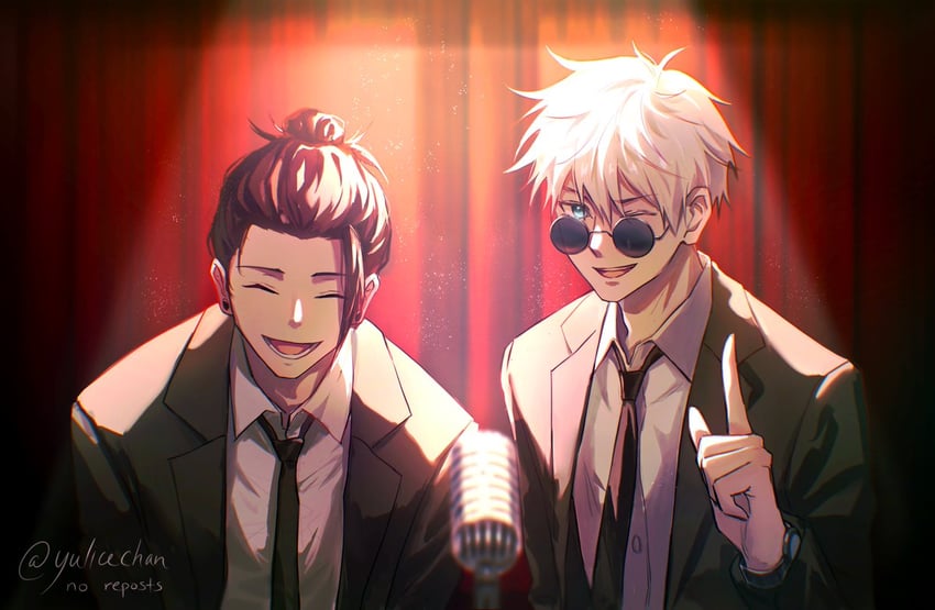 gojou satoru and getou suguru (jujutsu kaisen) drawn by yulicechan