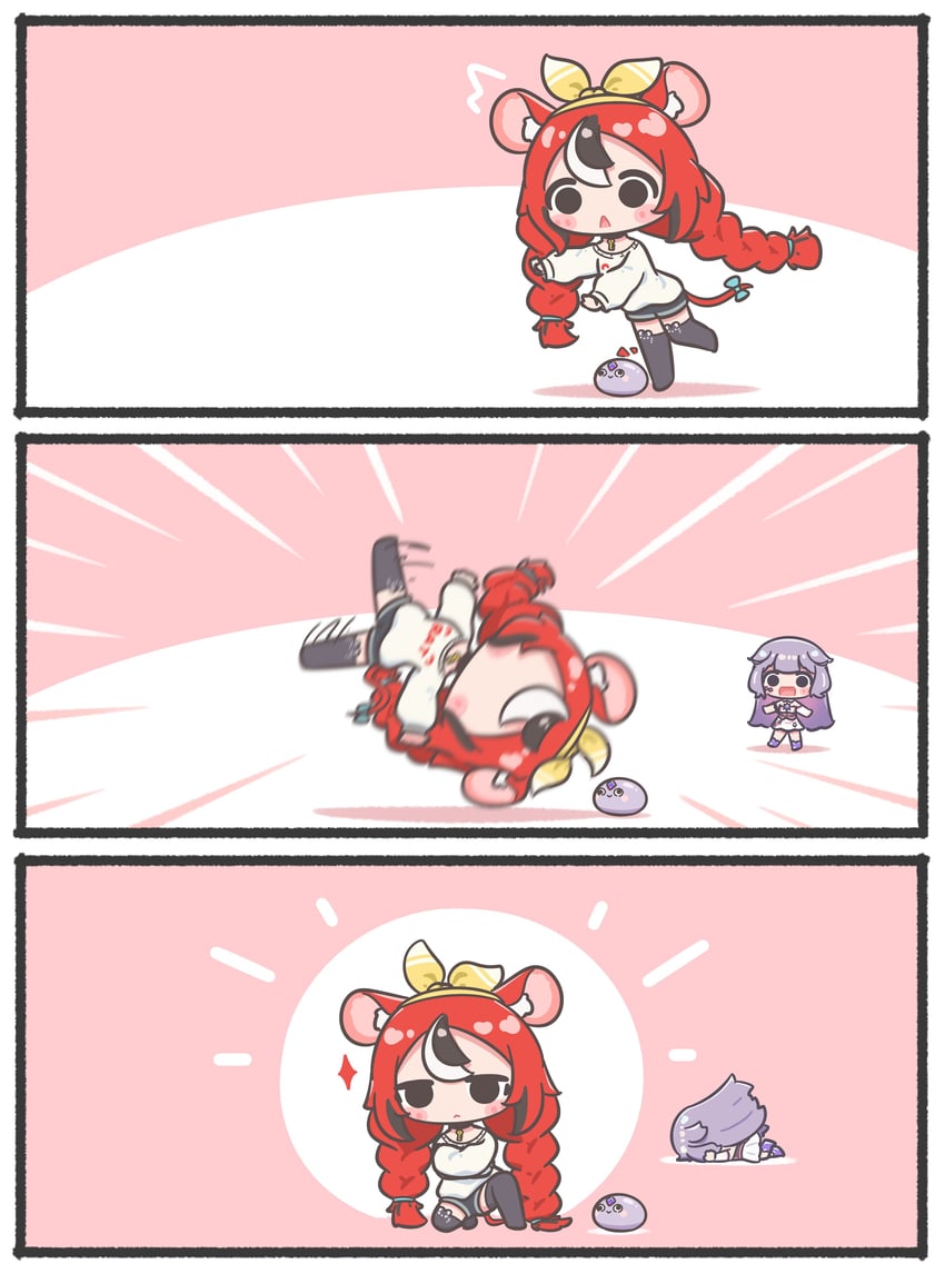 hakos baelz, koseki bijou, pebble, and strawberry baelz (hololive and 1 more) drawn by moss_(user_srre5225) and mpien