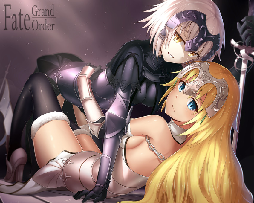 jeanne d'arc and jeanne d'arc alter (fate and 2 more) drawn by bu_li