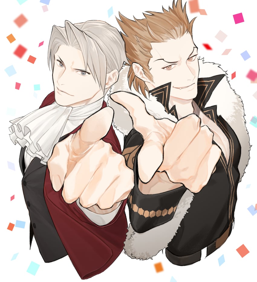 miles edgeworth and shi-long lang (ace attorney and 2 more) drawn by tuhuran1212