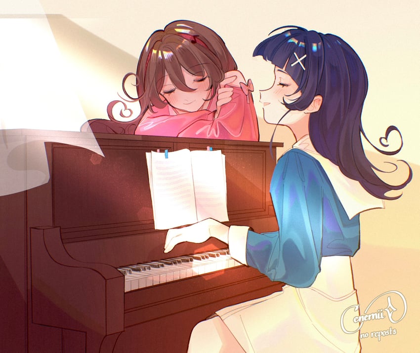 sakura uta and aokaze nana (precure and 1 more) drawn by cenemii