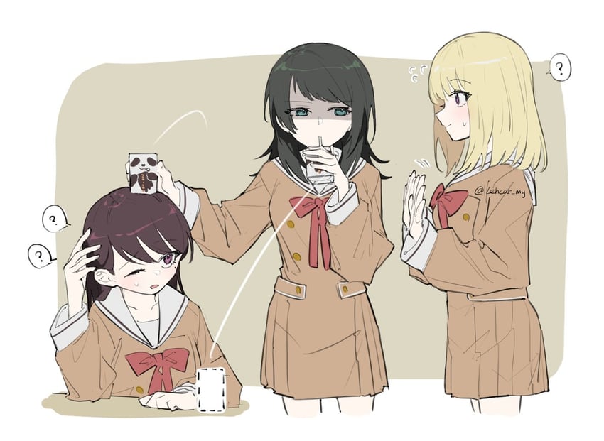 shiina taki, yahata umiri, and misumi uika (bang dream! and 1 more) drawn by lehcar