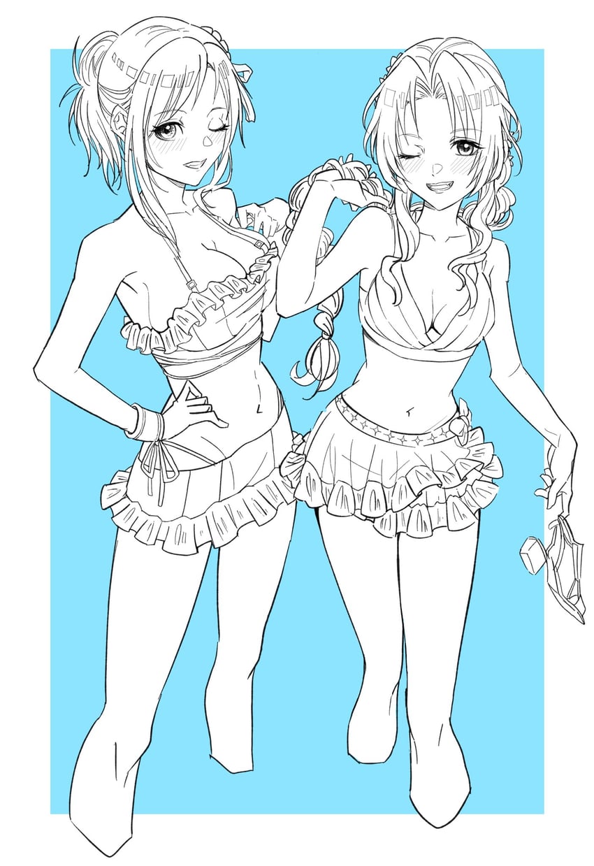 tifa lockhart and aerith gainsborough (final fantasy and 3 more) drawn by 26caaan
