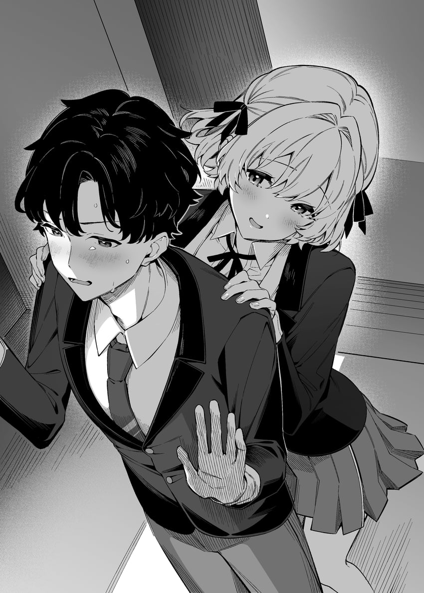 shinjou aina and doumoto hayato (otoko girai na bijin shimai wo namae mo tsugezu ni tasuketara ittai dounaru?) drawn by giuniu
