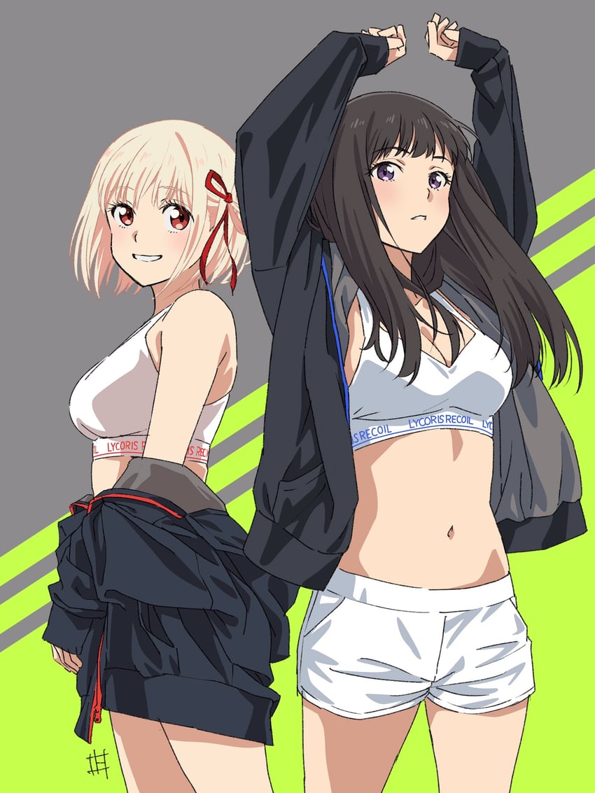nishikigi chisato and inoue takina (lycoris recoil) drawn by tokuoka_kouhei