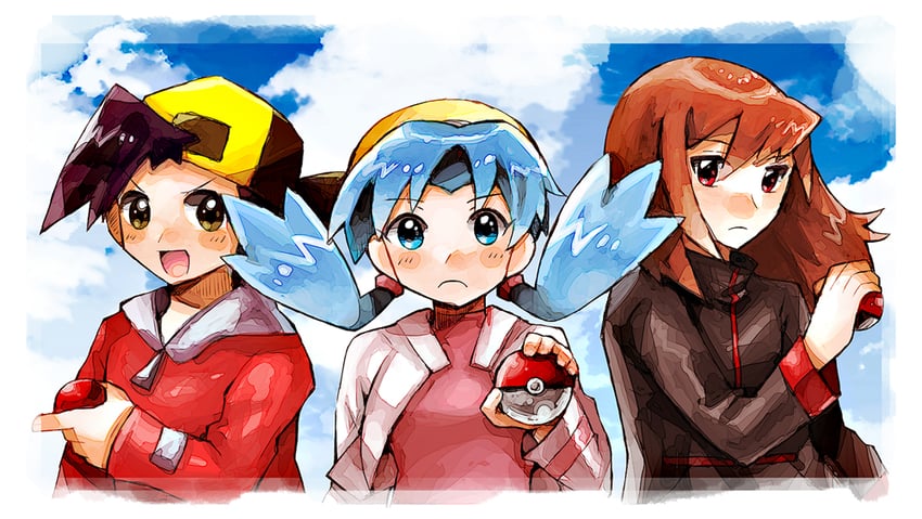 ethan, silver, and kris (pokemon and 1 more) drawn by anidler91