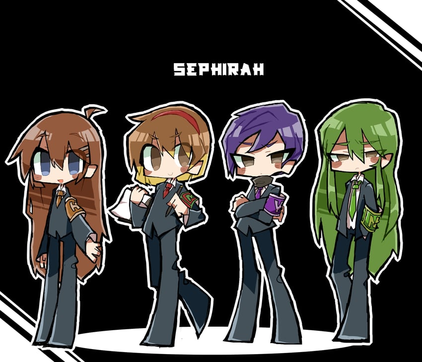 netzach, hod, malkuth, and yesod (project moon and 1 more) drawn by suzua_(sofw0)