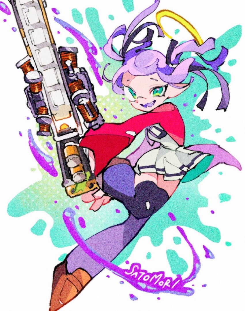 inkling player character, inkling girl, and mitsukai dokuro (splatoon and 2 more) drawn by satomori