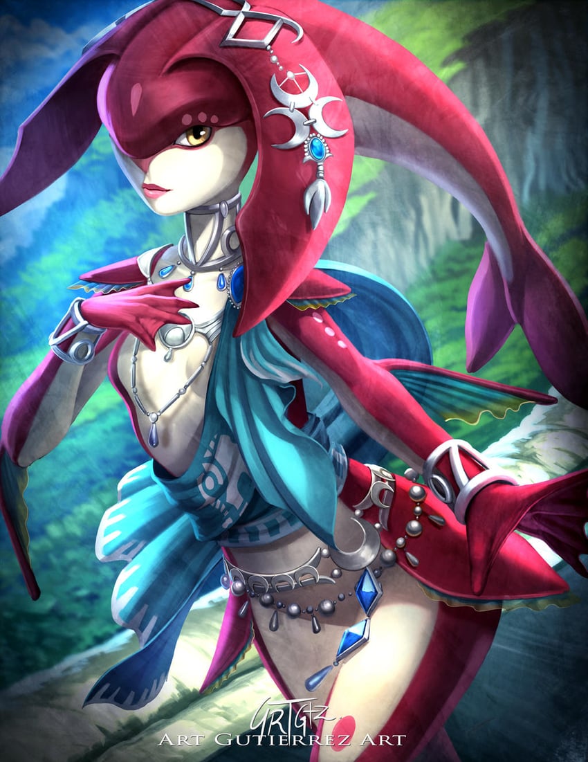 mipha (the legend of zelda and 1 more) drawn by artzgut