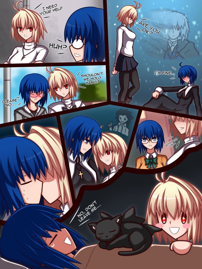 arcueid brunestud, ciel, michael roa valdamjong, len, and vlov arkhangel (tsukihime) drawn by zeon132
