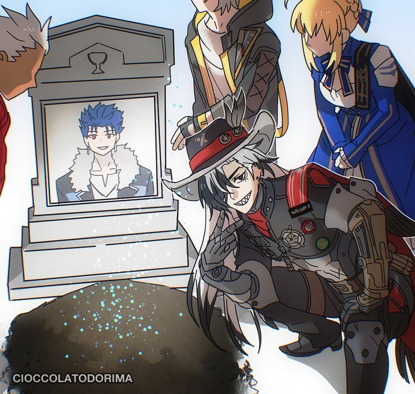 artoria pendragon, saber, trailblazer, cu chulainn, archer, and 2 more (fate and 4 more) drawn by cioccolatodorima
