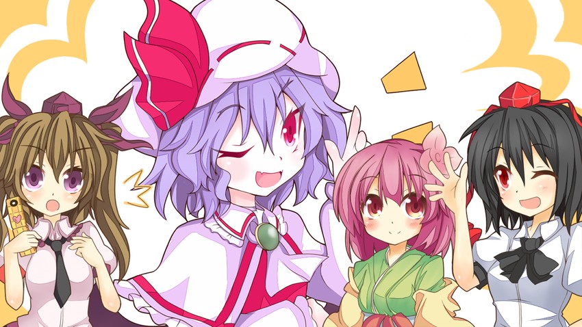 remilia scarlet, shameimaru aya, himekaidou hatate, and hieda no akyuu (touhou) drawn by keyaki_chimaki