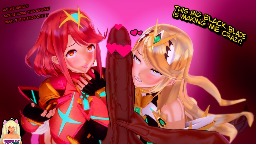 pyra and mythra (xenoblade chronicles and 1 more) drawn by numbersguy