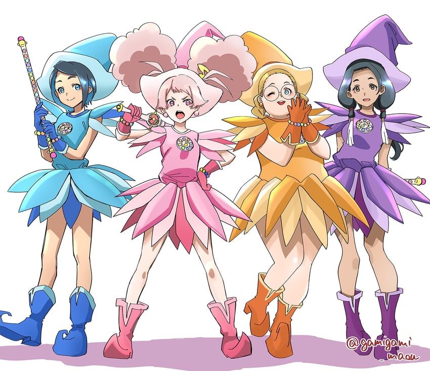chuatury panlunch, nika nanaura, harukaze doremi, segawa onpu, fujiwara hazuki, and 3 more (gundam and 2 more) drawn by gamigami_maou_(artist)