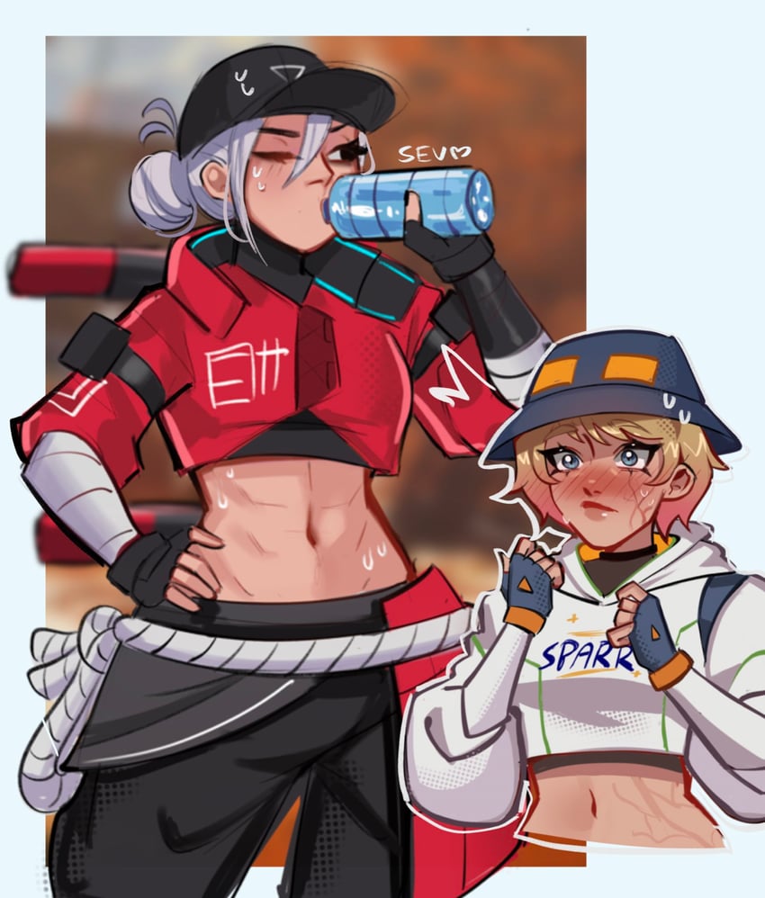wattson, wraith, street smart wraith, and static trainers wattson (apex legends) drawn by sevpha