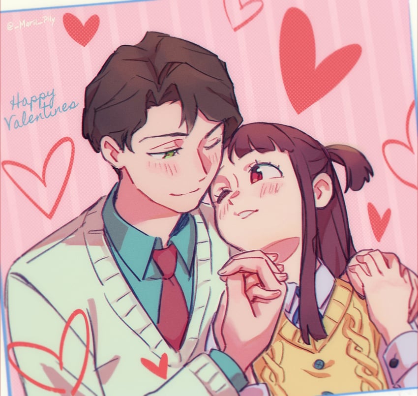 kagari atsuko and andrew hanbridge (little witch academia) drawn by marii_pily