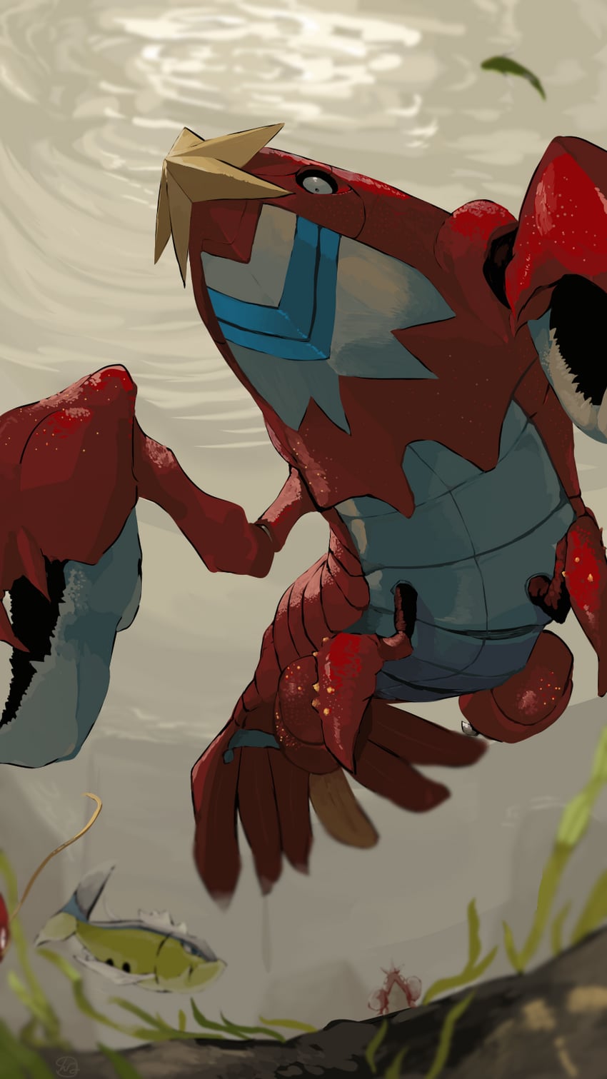 magikarp, corphish, basculin, and crawdaunt (pokemon) drawn by yunimaru