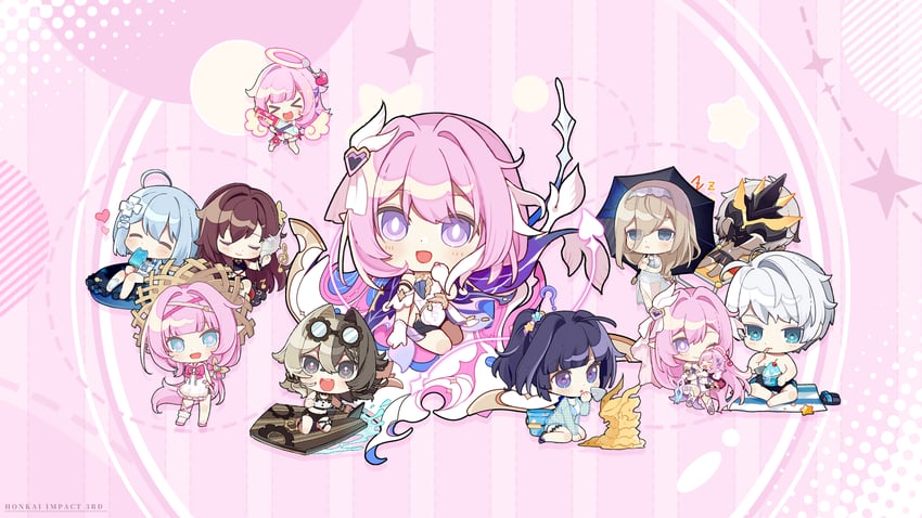 raiden mei, elysia, aponia, griseo, eden, and 4 more (honkai and 1 more)