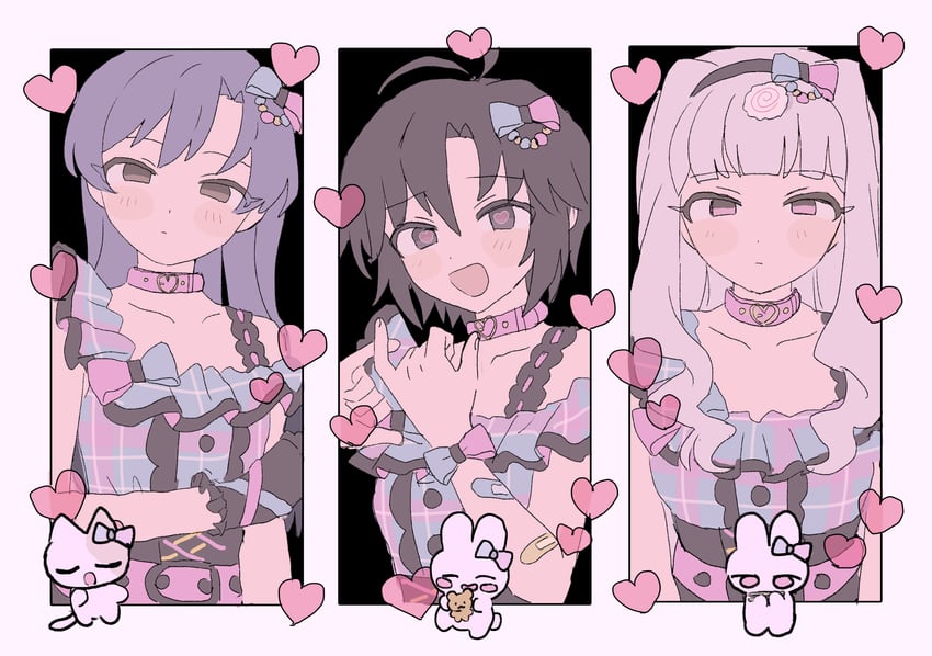 kisaragi chihaya, kikuchi makoto, and shijou takane (idolmaster and 2 more) drawn by pnt_0202