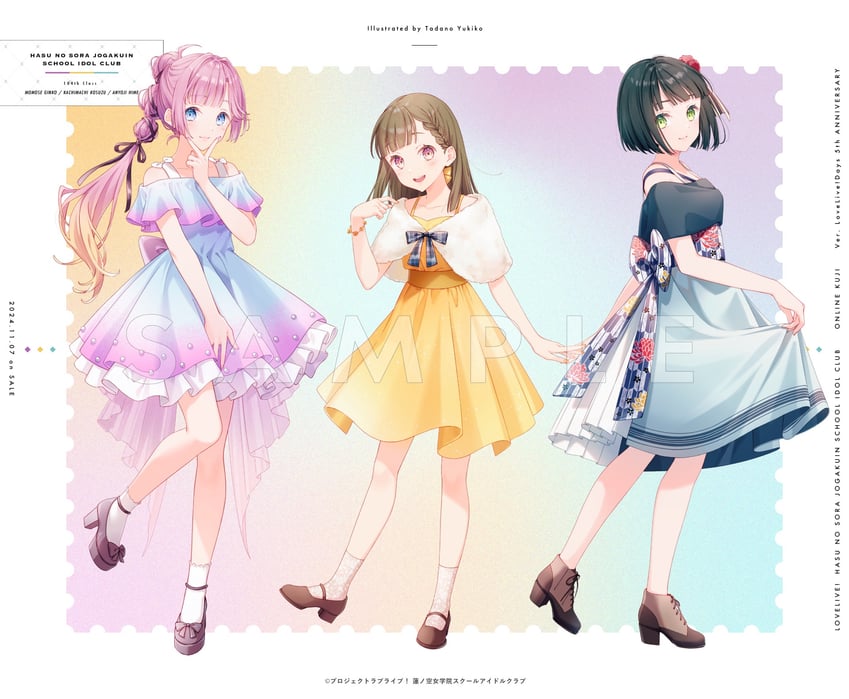momose ginko, anyoji hime, and kachimachi kosuzu (love live! and 1 more) drawn by tadano_yukiko