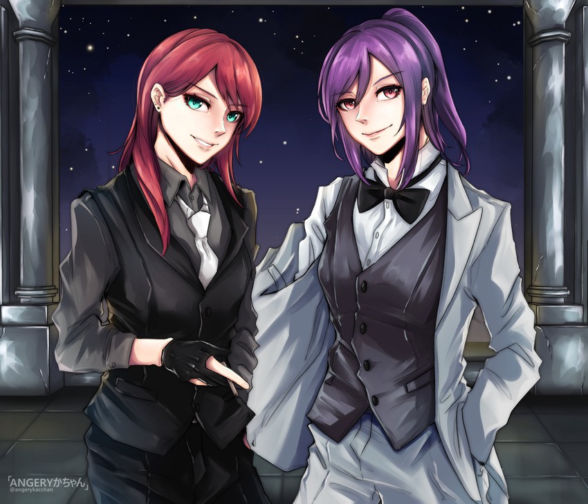 udagawa tomoe and seta kaoru (bang dream!) drawn by angerykacchan