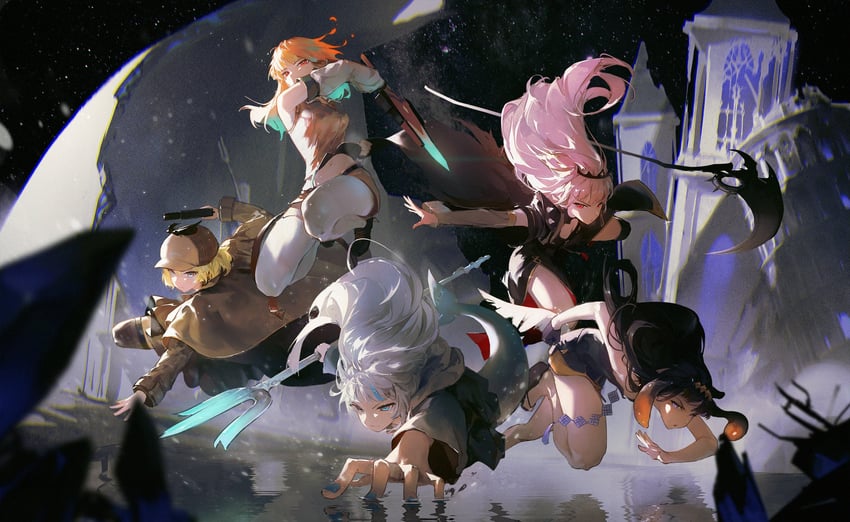 gawr gura, mori calliope, ninomae ina'nis, takanashi kiara, and watson amelia (hololive and 1 more) drawn by dino_(dinoartforame)