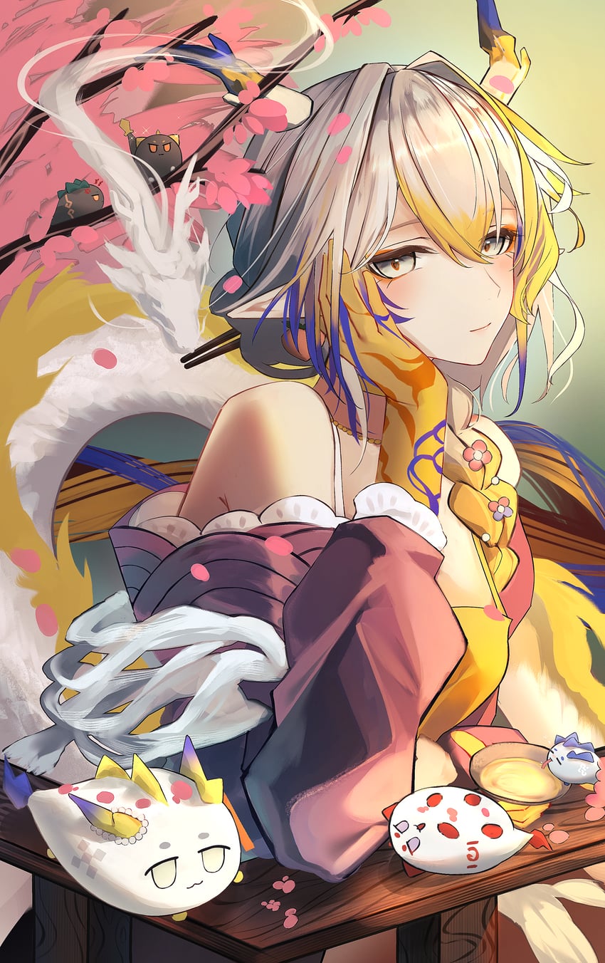 shu, dusk, nian, ling, and chongyue (arknights) drawn by mo_komo_momo