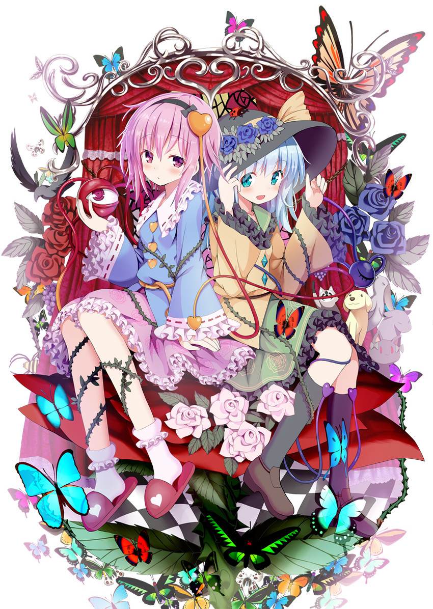 komeiji koishi, komeiji satori, kaenbyou rin, and reiuji utsuho (touhou) drawn by givuchoko