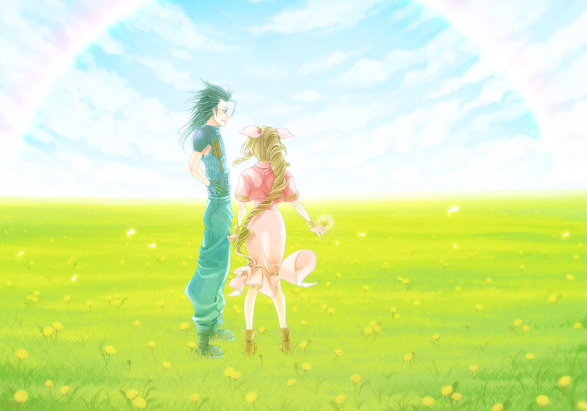 aerith gainsborough and zack fair (final fantasy and 1 more) drawn by koko-1109
