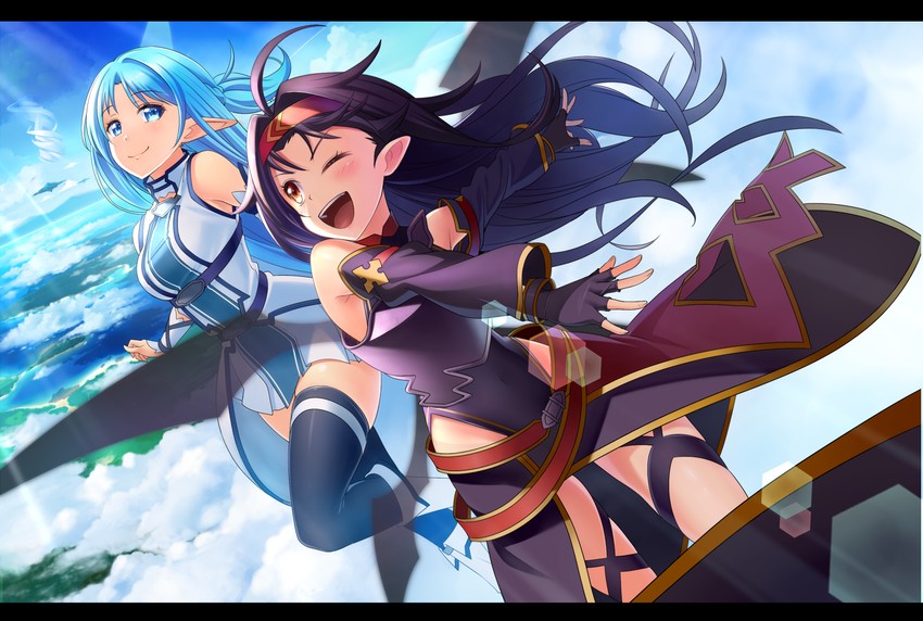 asuna and yuuki (sword art online) drawn by nyanmaru