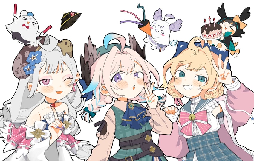 enna alouette, millie parfait, reimu endou, aloupeep, famillie, and 1 more (nijisanji and 1 more) drawn by mmm_toi0