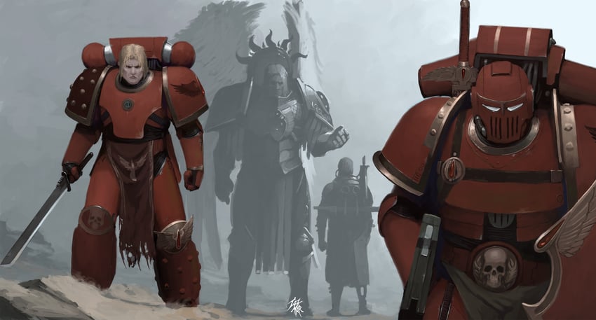 adeptus astartes and sanguinius (warhammer 40k) drawn by taz-mar