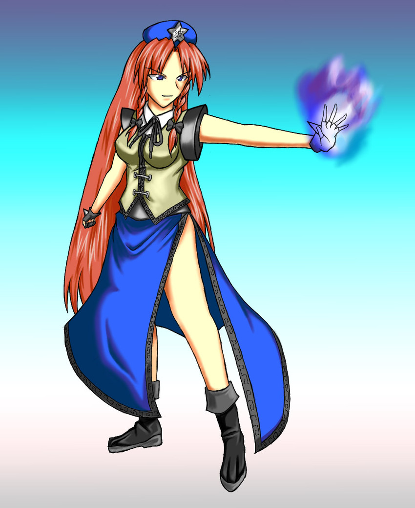 hong meiling and lucario (touhou and 2 more) drawn by omega_na_hito